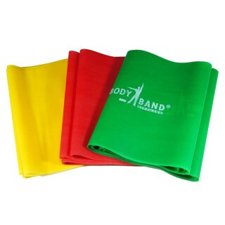 Bodyband Set leicht (3x 250 cm gelb, rot, grün)
